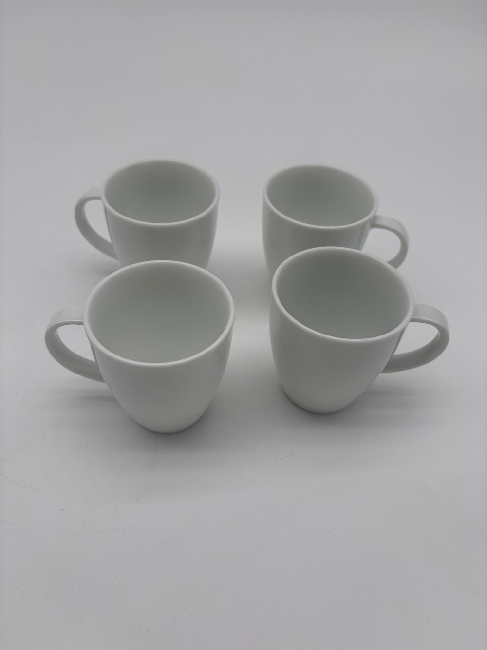 Crate & Barrel 4 White Porcelain Handel Espresso Cups